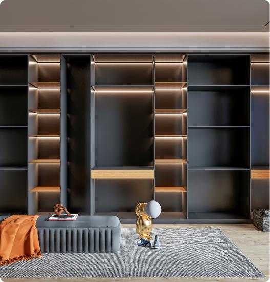في عالم تصميم الديكور الداخلي (الخزائن).